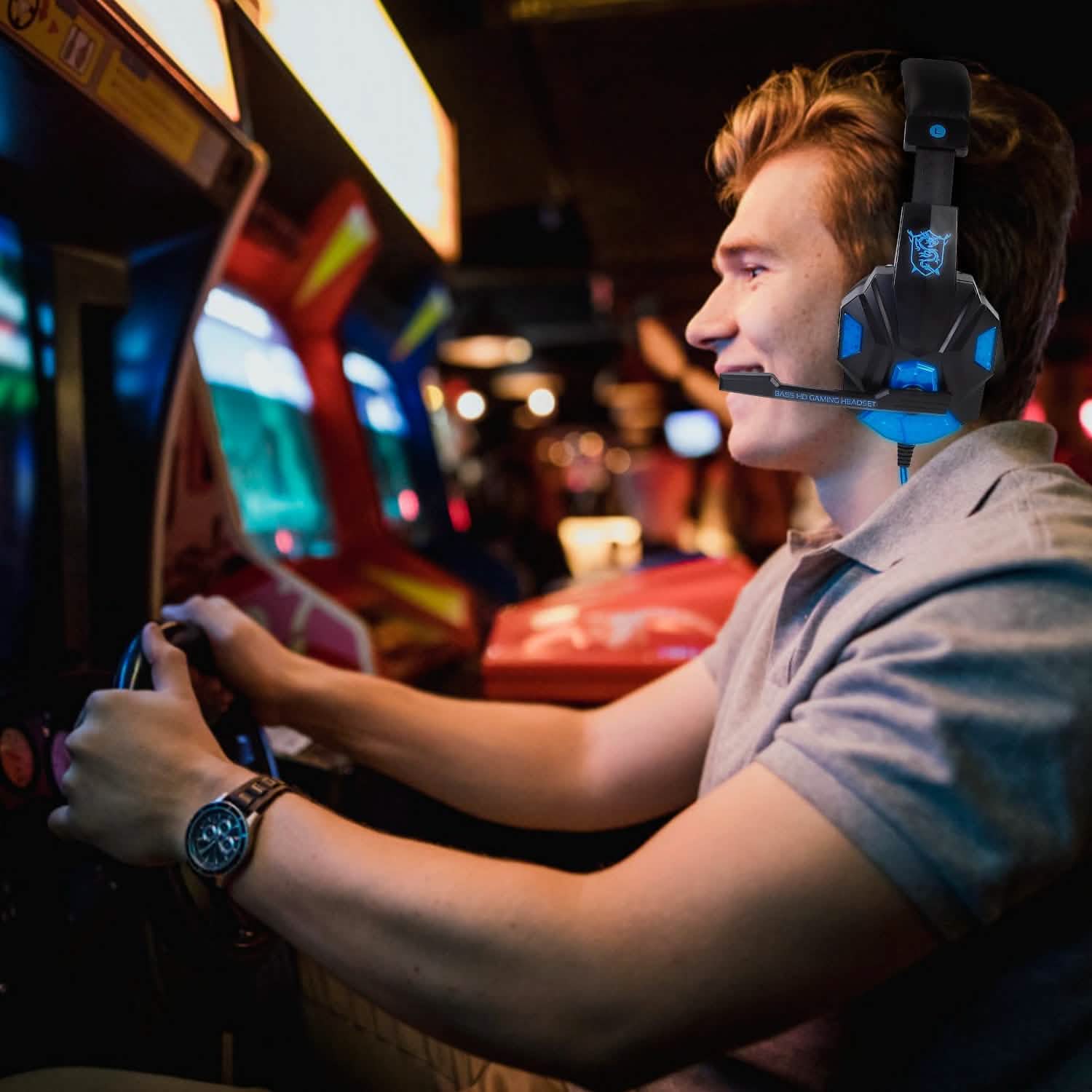 Gaming Headsets Stereo Bass Over Ear Headphones with LED Light Earmuff DailySale