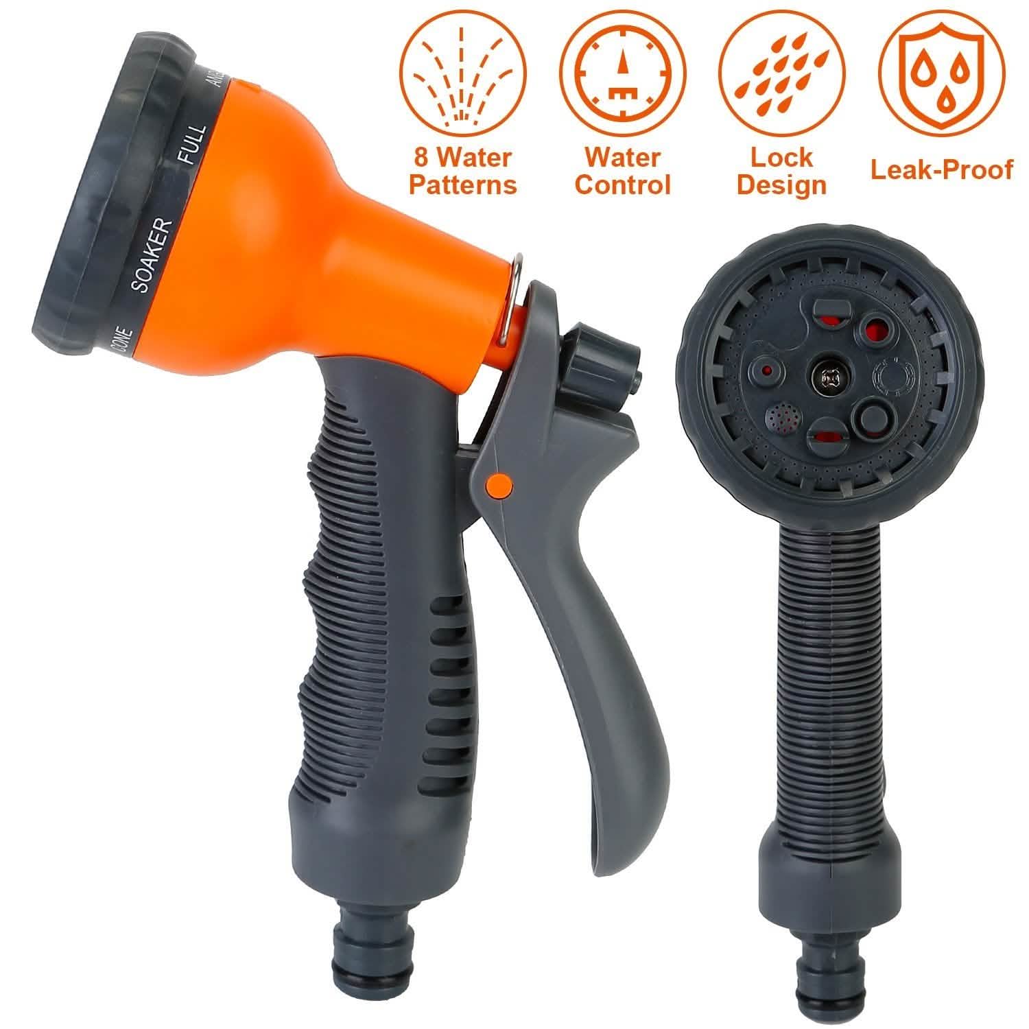 Garden Hose Nozzle Water Spray Gun 8 Adjustable Patterns DailySale
