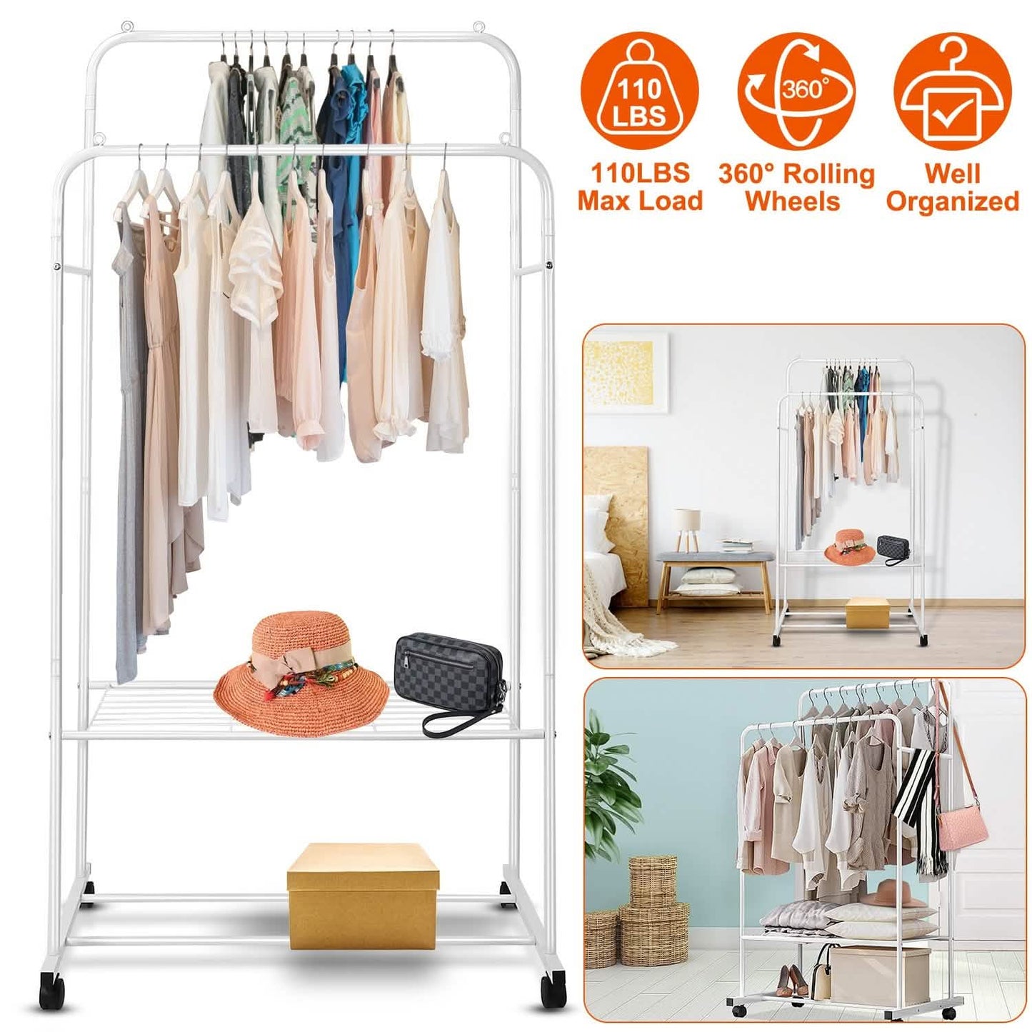 Garment Hanging Rack Clothing Rail Organizer DailySale