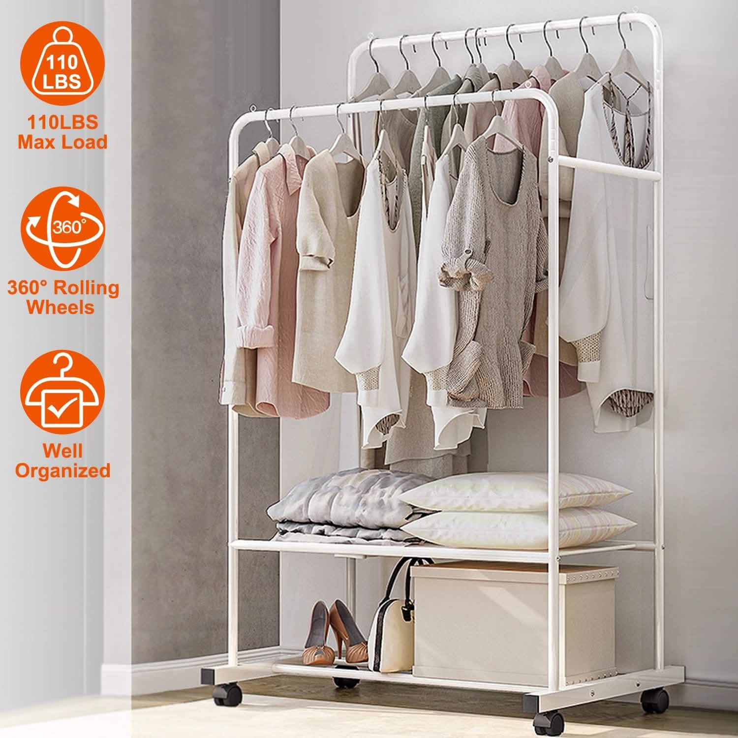 Garment Hanging Rack Clothing Rail Organizer DailySale
