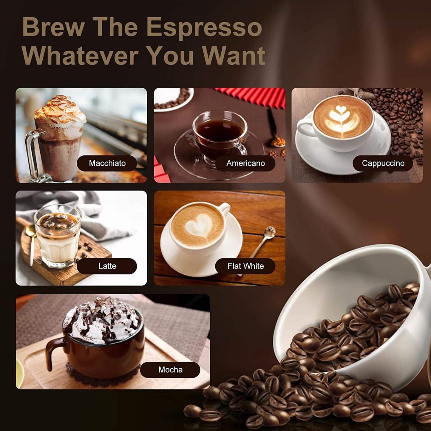 Geek Chef Espresso Machine Coffee with Milk Frother Steam Wand DailySale