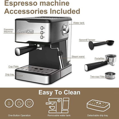Geek Chef Espresso Machine Coffee with Milk Frother Steam Wand DailySale