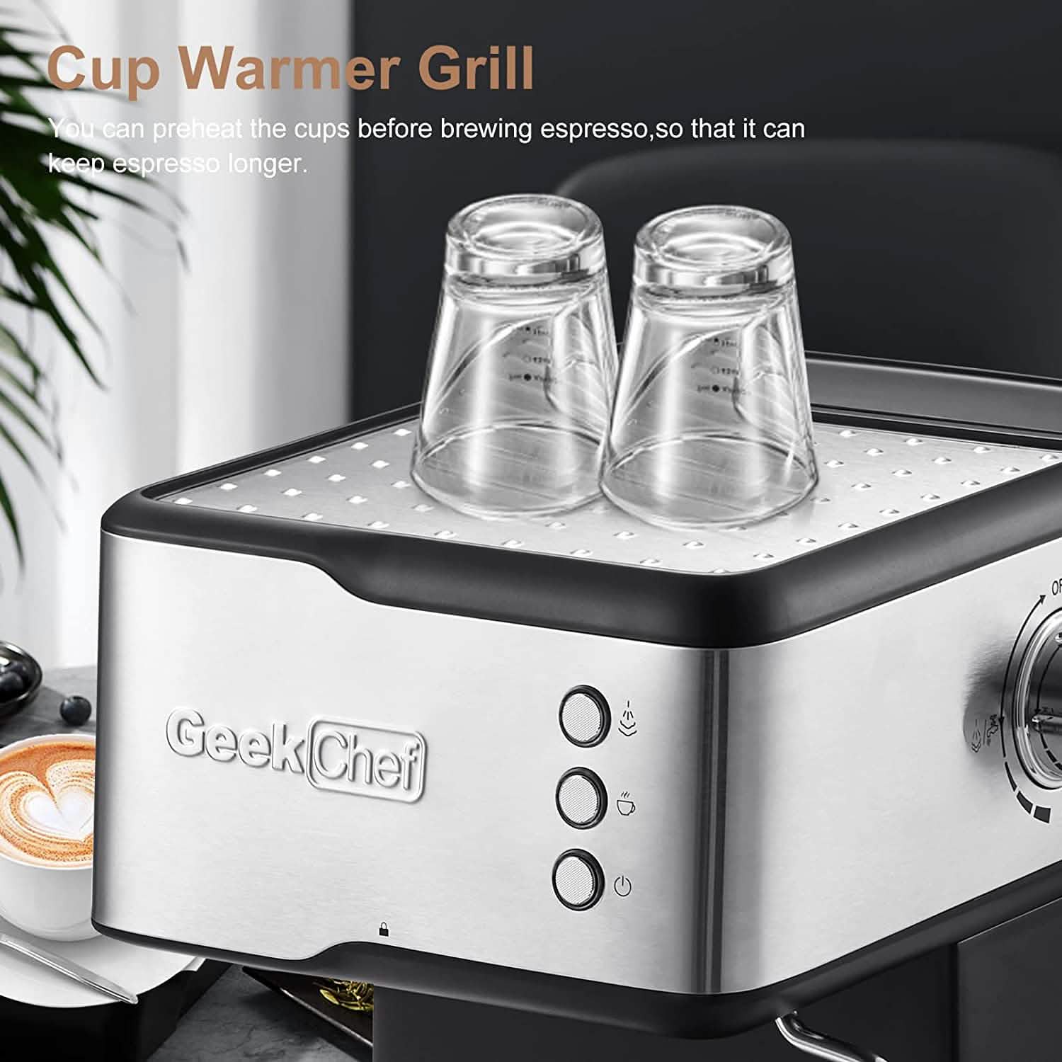 Geek Chef Espresso Machine Coffee with Milk Frother Steam Wand DailySale