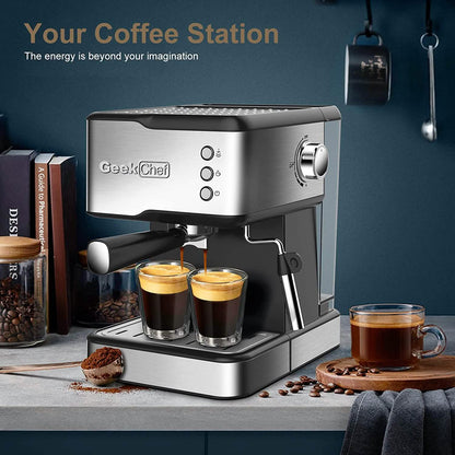 Geek Chef Espresso Machine Coffee with Milk Frother Steam Wand DailySale