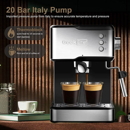 Geek Chef Espresso Machine Coffee with Milk Frother Steam Wand DailySale