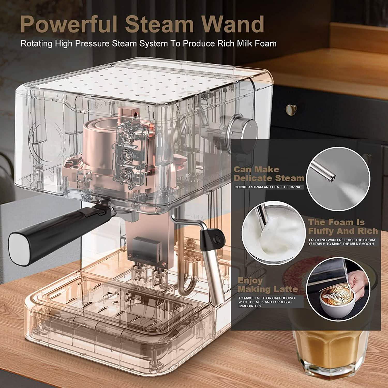 Geek Chef Espresso Machine Coffee with Milk Frother Steam Wand DailySale