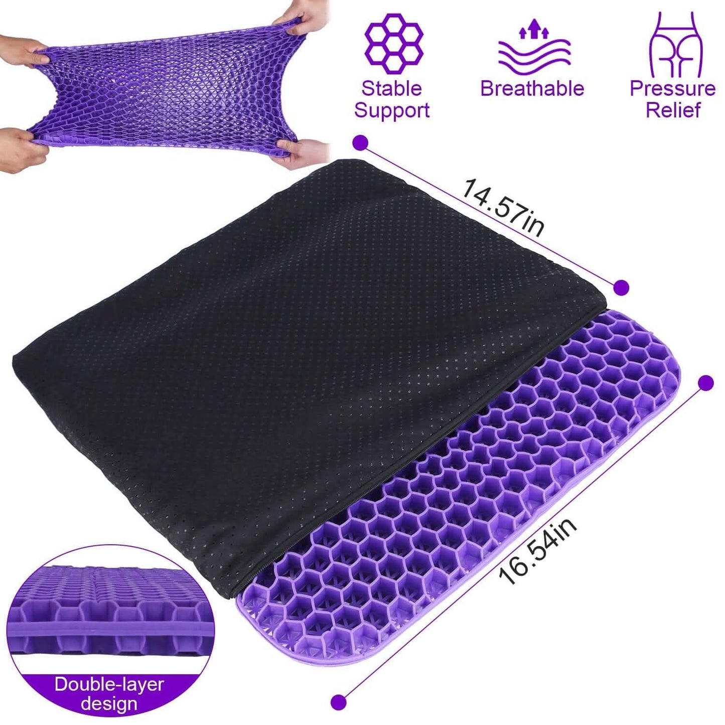 Gel Seat Cushion Non-Slip Breathable Honeycomb Sitting Cushion Pressure Pad DailySale