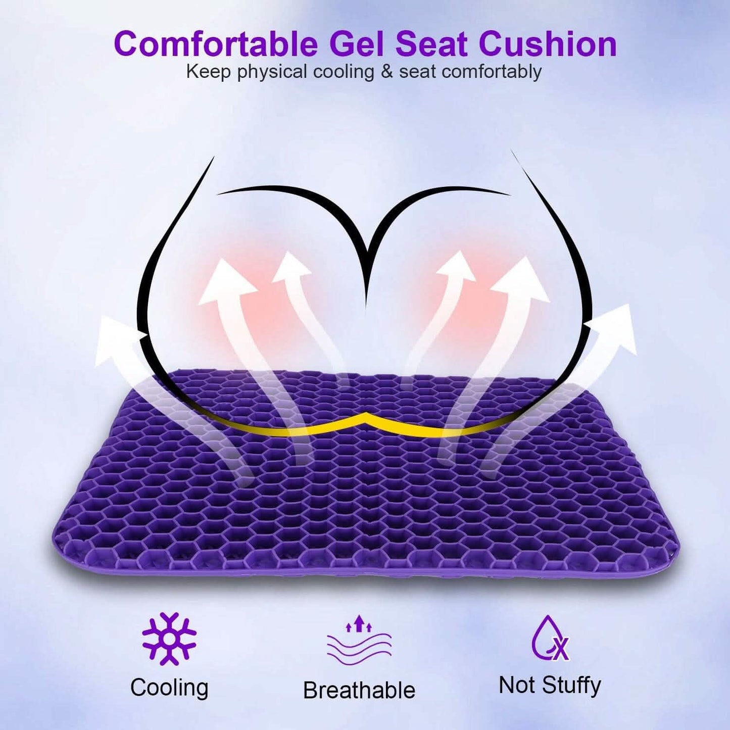 Gel Seat Cushion Non-Slip Breathable Honeycomb Sitting Cushion Pressure Pad DailySale