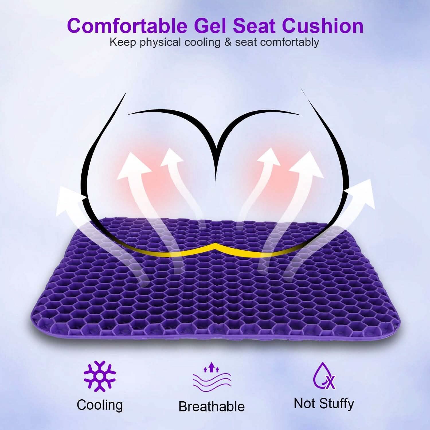 Gel Seat Cushion Non-Slip Breathable Honeycomb Sitting Cushion Pressure Pad DailySale