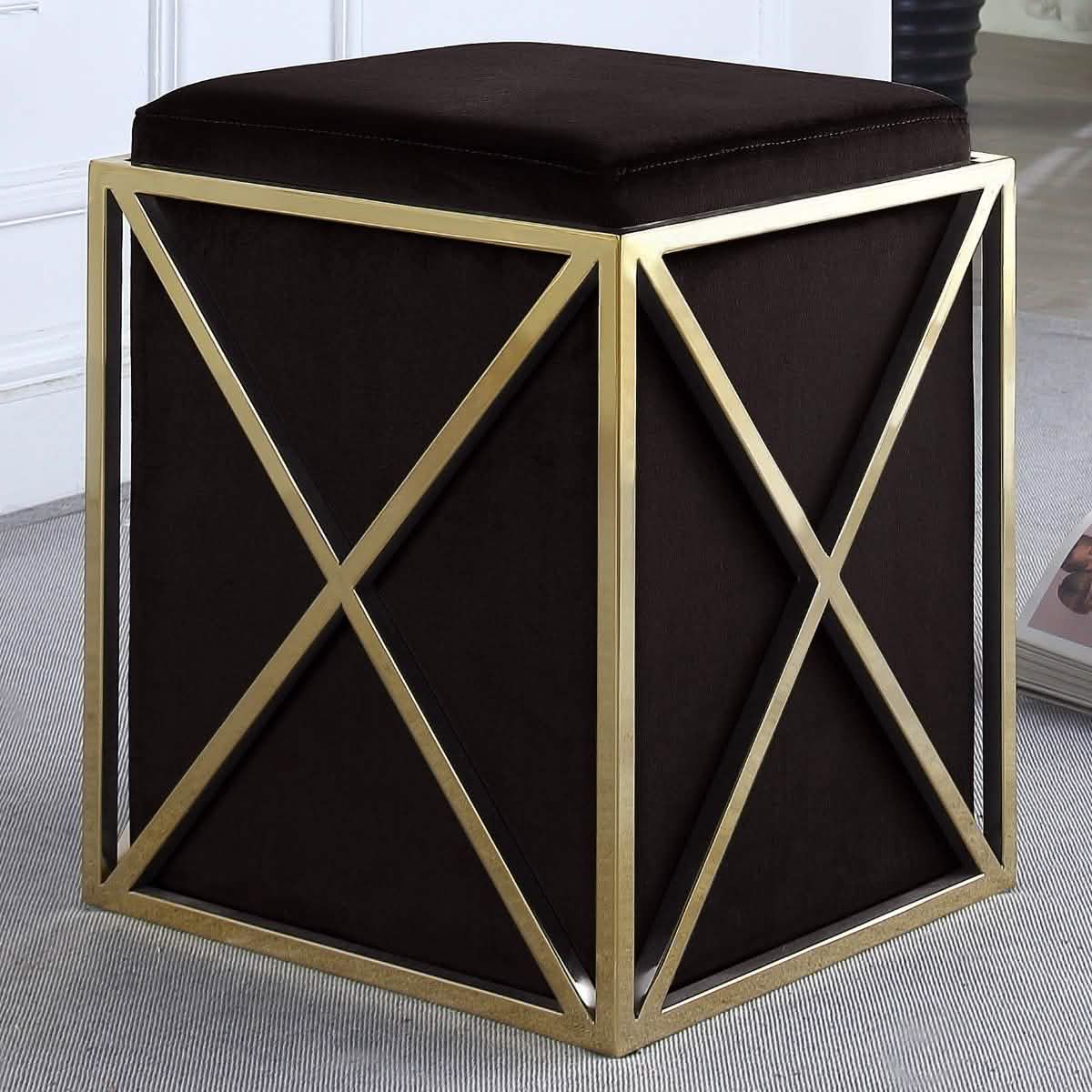 Genesis Ottoman Stainless Steel X Frame Square Velvet Bench DailySale