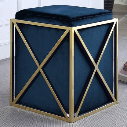 Genesis Ottoman Stainless Steel X Frame Square Velvet Bench DailySale