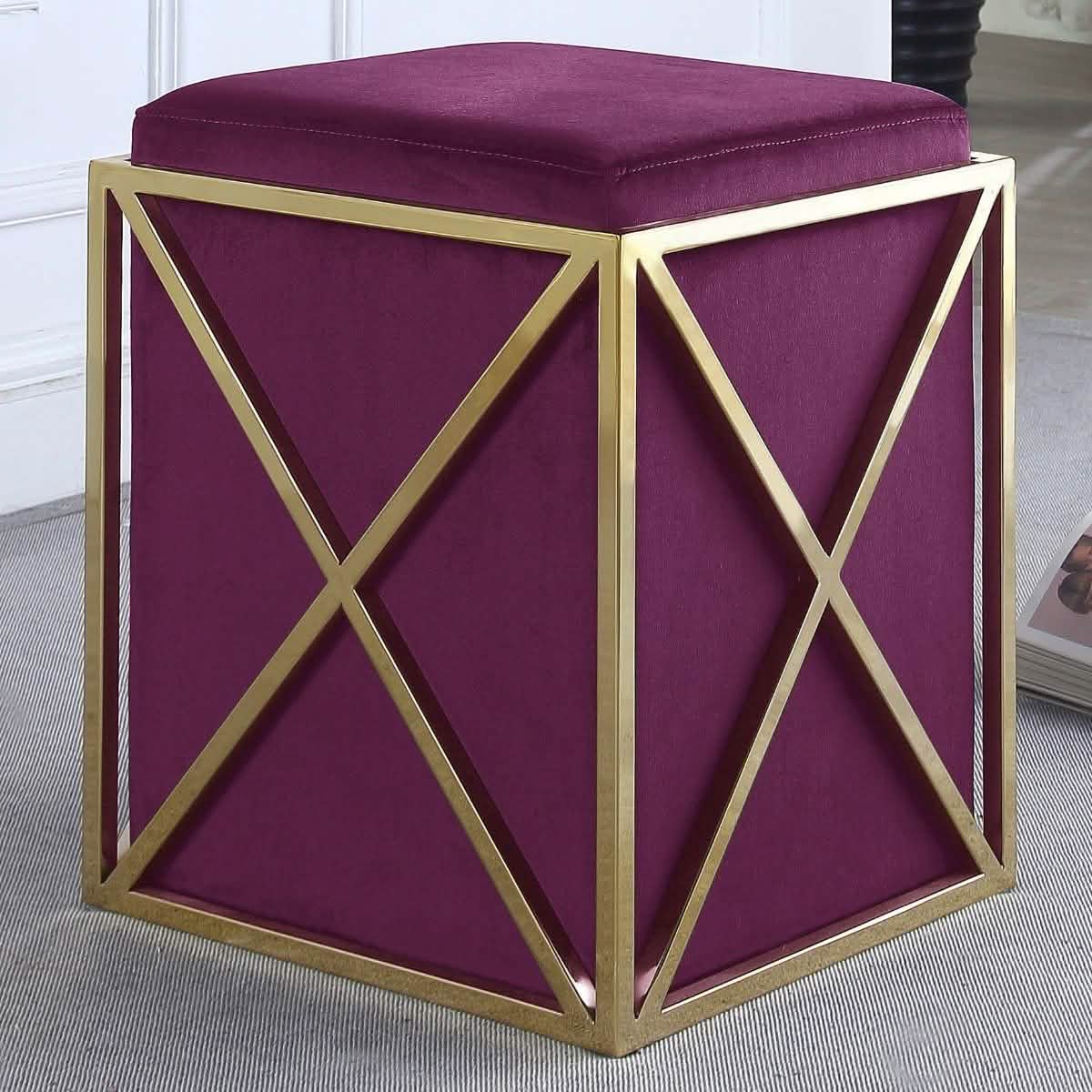 Genesis Ottoman Stainless Steel X Frame Square Velvet Bench DailySale