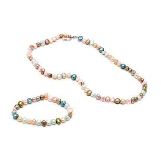 Genuine Freshwater Pearl Necklace And Bracelet Set DailySale