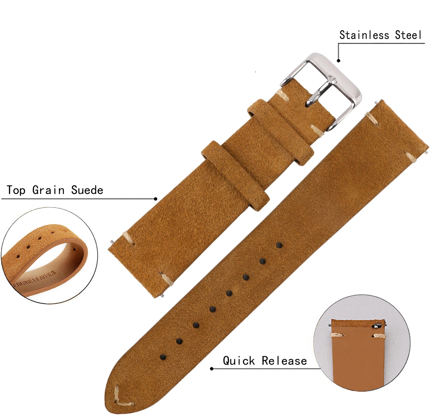 COROS Leather Smartwatch Band Quick Release Unisex Strap BandsCo Straps