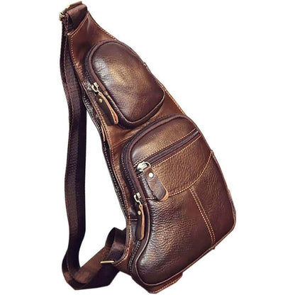 Genuine Leather Chest Bag For Men Leather Shoulder Bag Personality Messenger Bag  Casual Bag DailySale