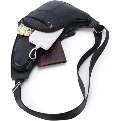 Genuine Leather Chest Bag For Men Leather Shoulder Bag Personality Messenger Bag  Casual Bag DailySale