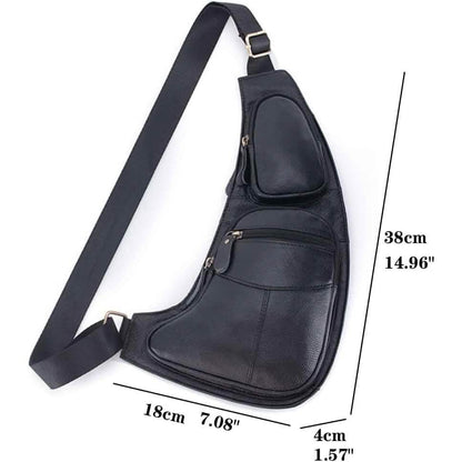 Genuine Leather Chest Bag For Men Leather Shoulder Bag Personality Messenger Bag  Casual Bag DailySale