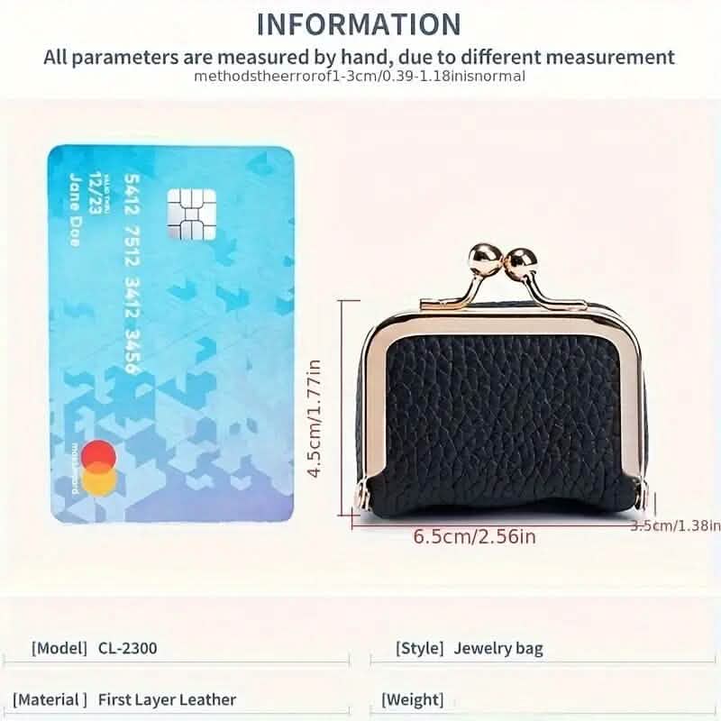 Genuine Leather Vintage-Inspired Coin Purse with Kiss Lock DailySale