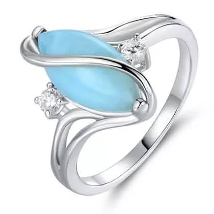 Genuine Marquise-Cut Larimar S Ring DailySale