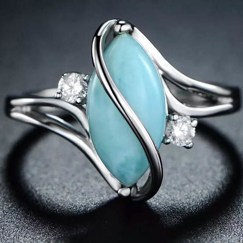 Genuine Marquise-Cut Larimar S Ring DailySale