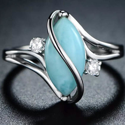 Genuine Marquise-Cut Larimar S Ring DailySale