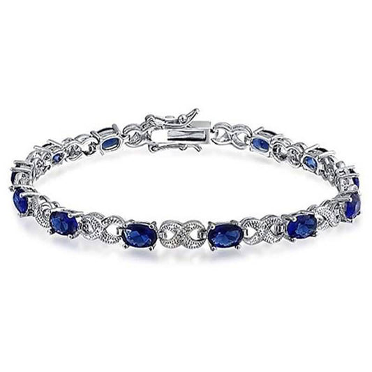 Genuine Sapphire and Diamond Tennis Bracelet by Valencia Gems DailySale