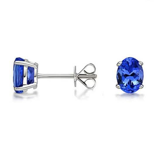 Genuine Tanzanite Oval Studs In Sterling Silver DailySale