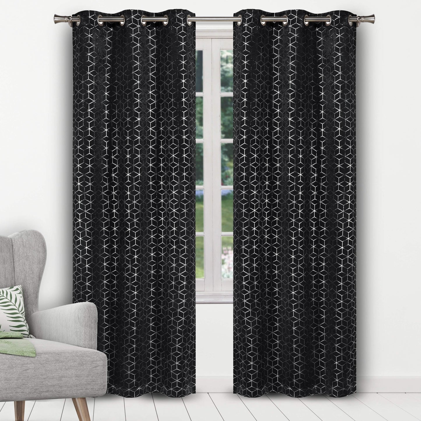 Geometric Pattern Blackout Thermal Window Curtain Pair Panel DailySale