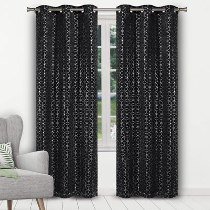 Geometric Pattern Blackout Thermal Window Curtain Pair Panel DailySale