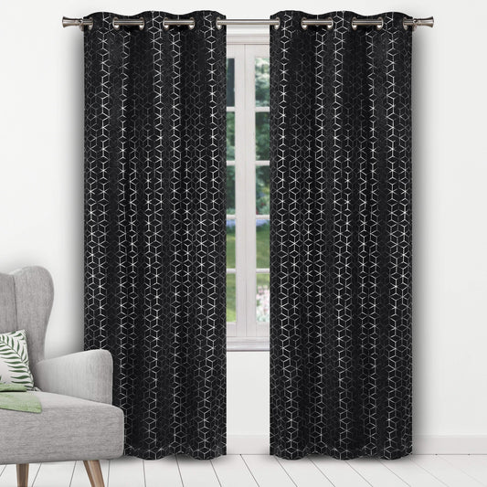 Geometric Pattern Blackout Thermal Window Curtain Pair Panel DailySale