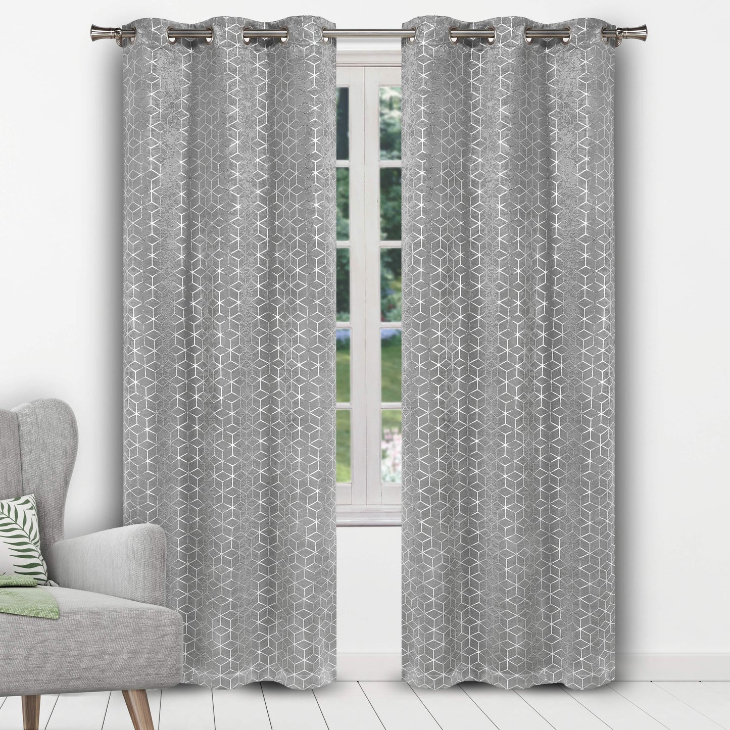 Geometric Pattern Blackout Thermal Window Curtain Pair Panel DailySale