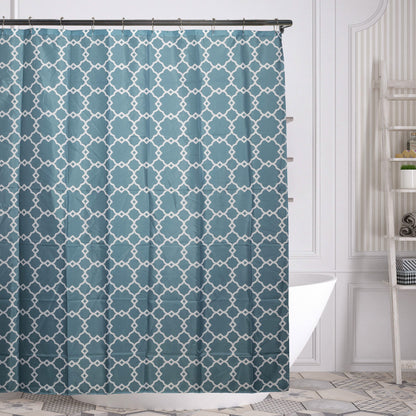 Geometric-Patterned Shower Curtain with Rings - Assorted Colors DailySale