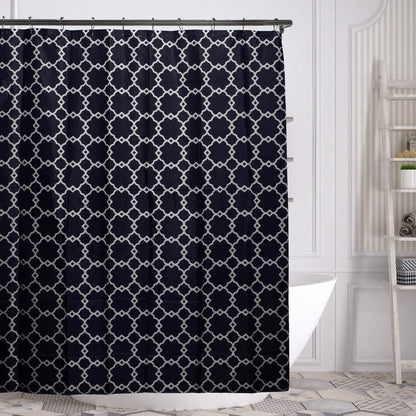 Geometric-Patterned Shower Curtain with Rings - Assorted Colors DailySale
