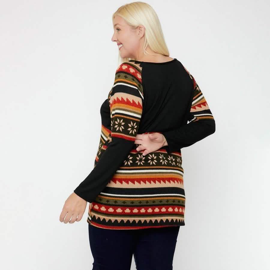 Geometric Print-Contrast Tunic DailySale