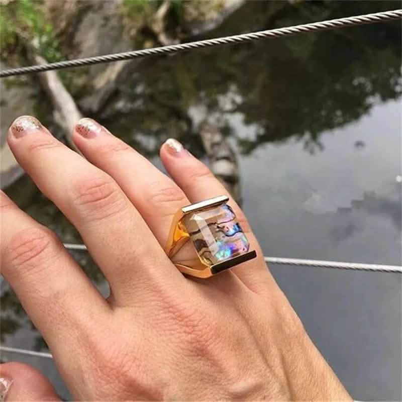Geometric Square Color Shell Ring Bohemia Personality Exaggerated Fashion Rings DailySale