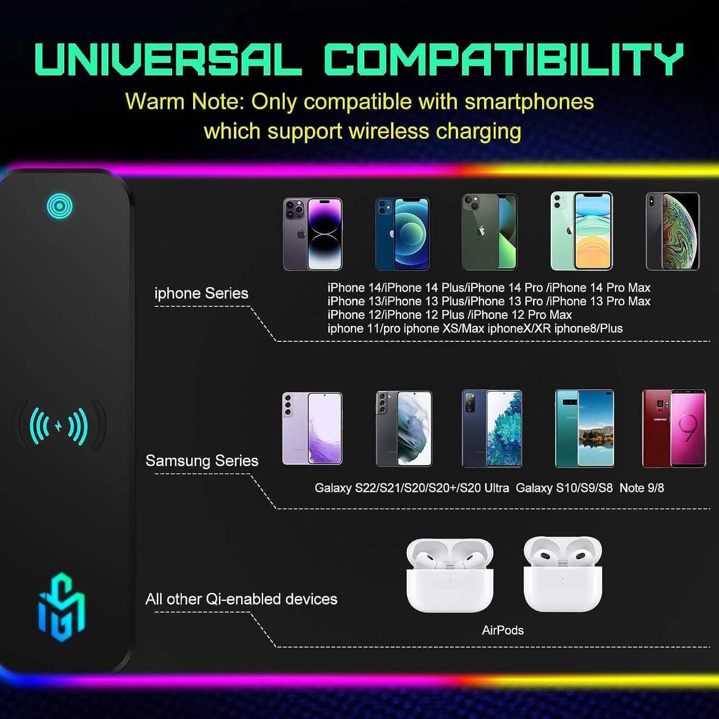 GIM Wireless Charging RGB Gaming Mouse Pad 10W  (Refurbished) DailySale