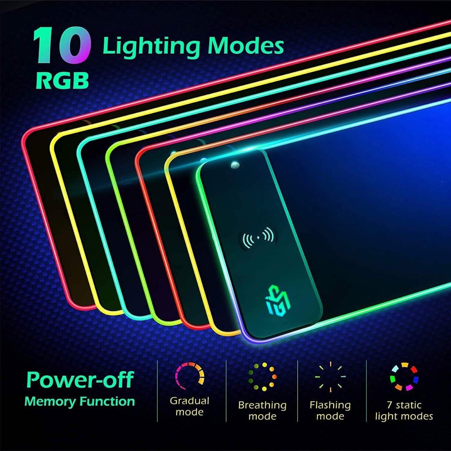 GIM Wireless Charging RGB Gaming Mouse Pad 10W  (Refurbished) DailySale