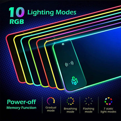 GIM Wireless Charging RGB Gaming Mouse Pad 10W  (Refurbished) DailySale