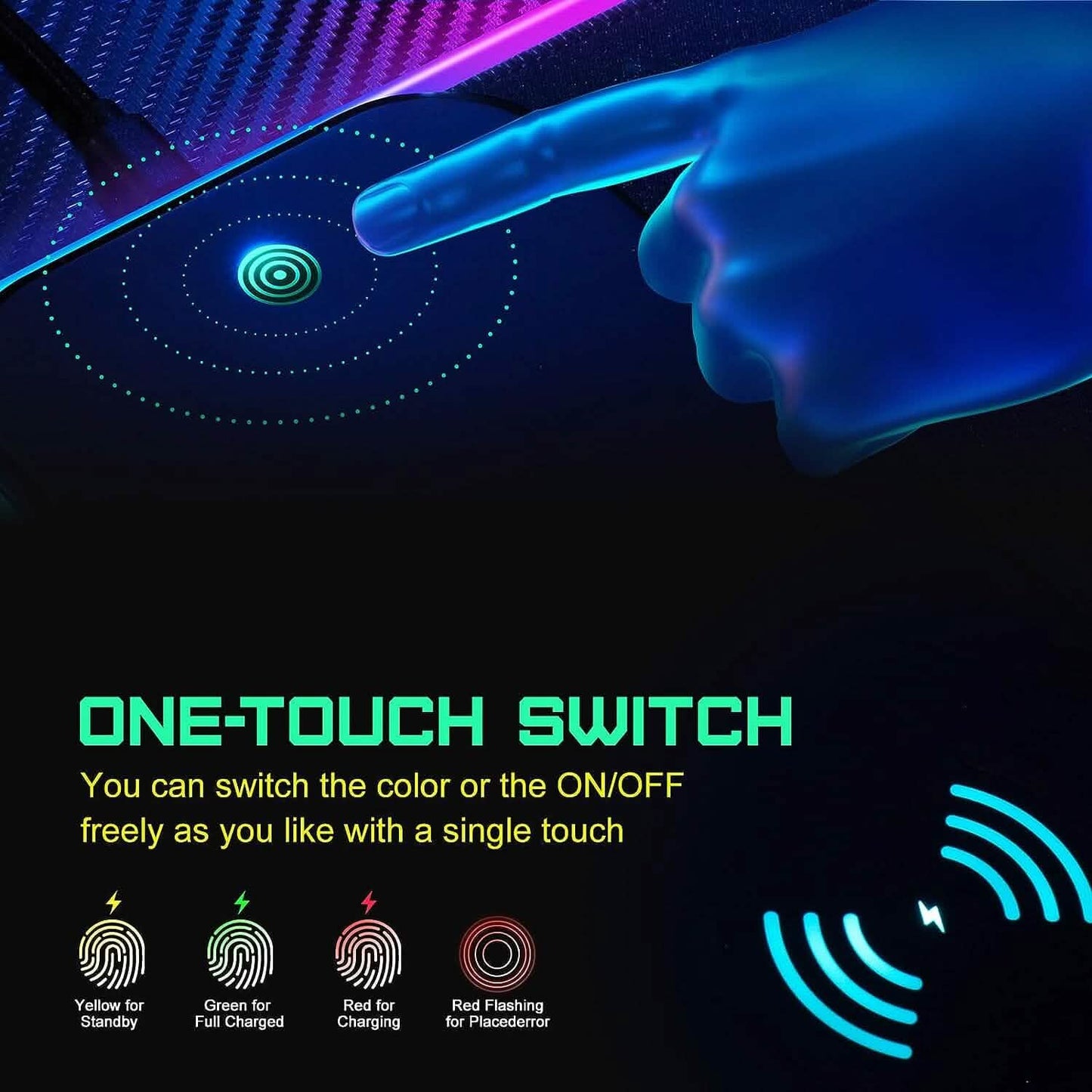 GIM Wireless Charging RGB Gaming Mouse Pad 10W  (Refurbished) DailySale