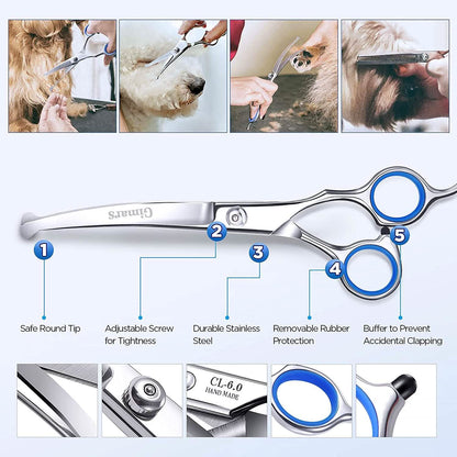 Gimars 6-in-1 Professional Stainless Steel Safety Pet Grooming Scissors DailySale
