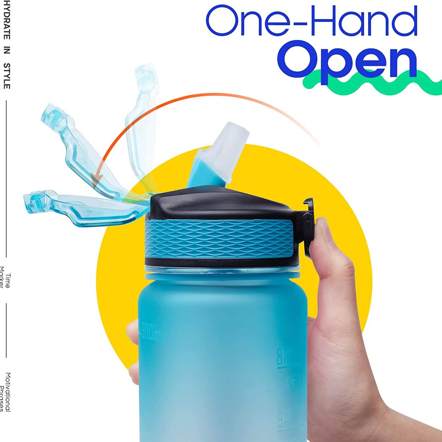 Giotto 32oz Leakproof BPA Free Drinking Water Bottle with Time Marker & Straw DailySale