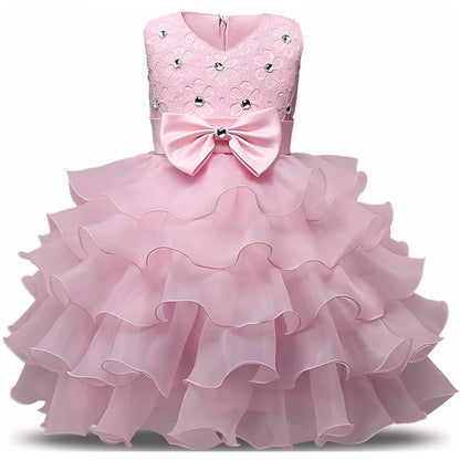 Girl Dress Kids Ruffles Lace Party Wedding Gown DailySale