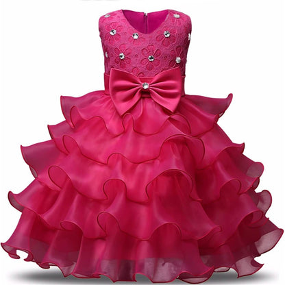 Girl Dress Kids Ruffles Lace Party Wedding Gown DailySale