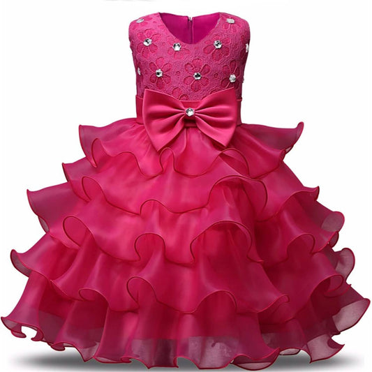 Girl Dress Kids Ruffles Lace Party Wedding Gown DailySale
