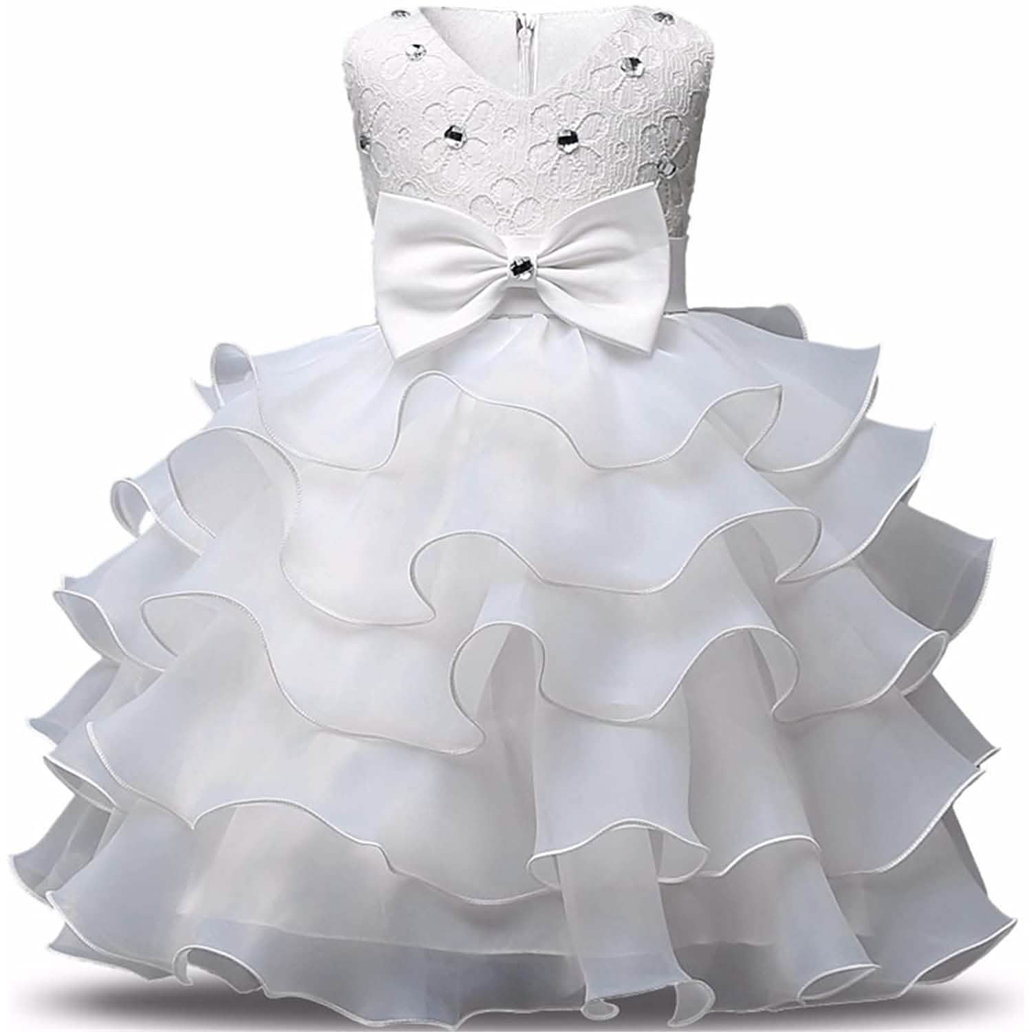 Girl Dress Kids Ruffles Lace Party Wedding Gown DailySale