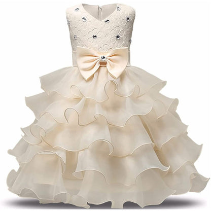 Girl Dress Kids Ruffles Lace Party Wedding Gown DailySale