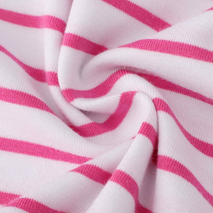 Girls Cotton Long Sleeve Casual Cartoon Appliques Striped Jersey Dress DailySale