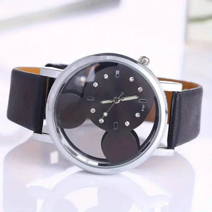 Girls Cute Elegant Hollow Out Mouse Quartz Watch With Faux Leather Band DailySale