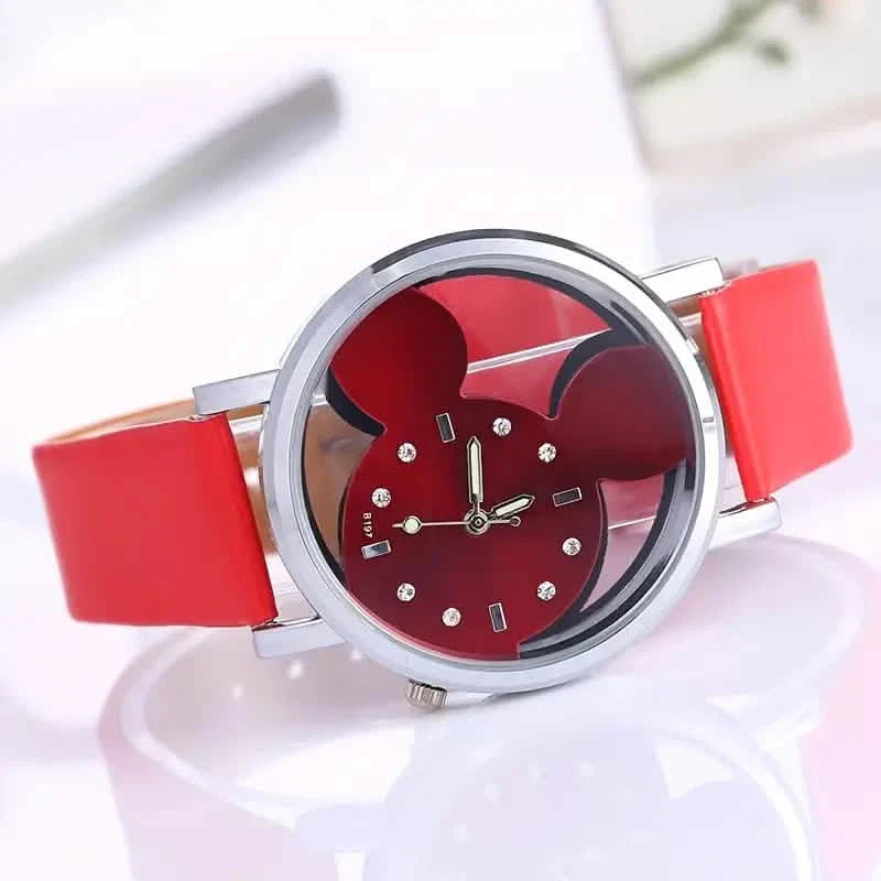 Girls Cute Elegant Hollow Out Mouse Quartz Watch With Faux Leather Band DailySale