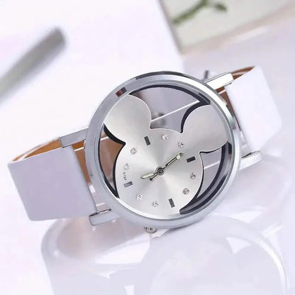 Girls Cute Elegant Hollow Out Mouse Quartz Watch With Faux Leather Band DailySale